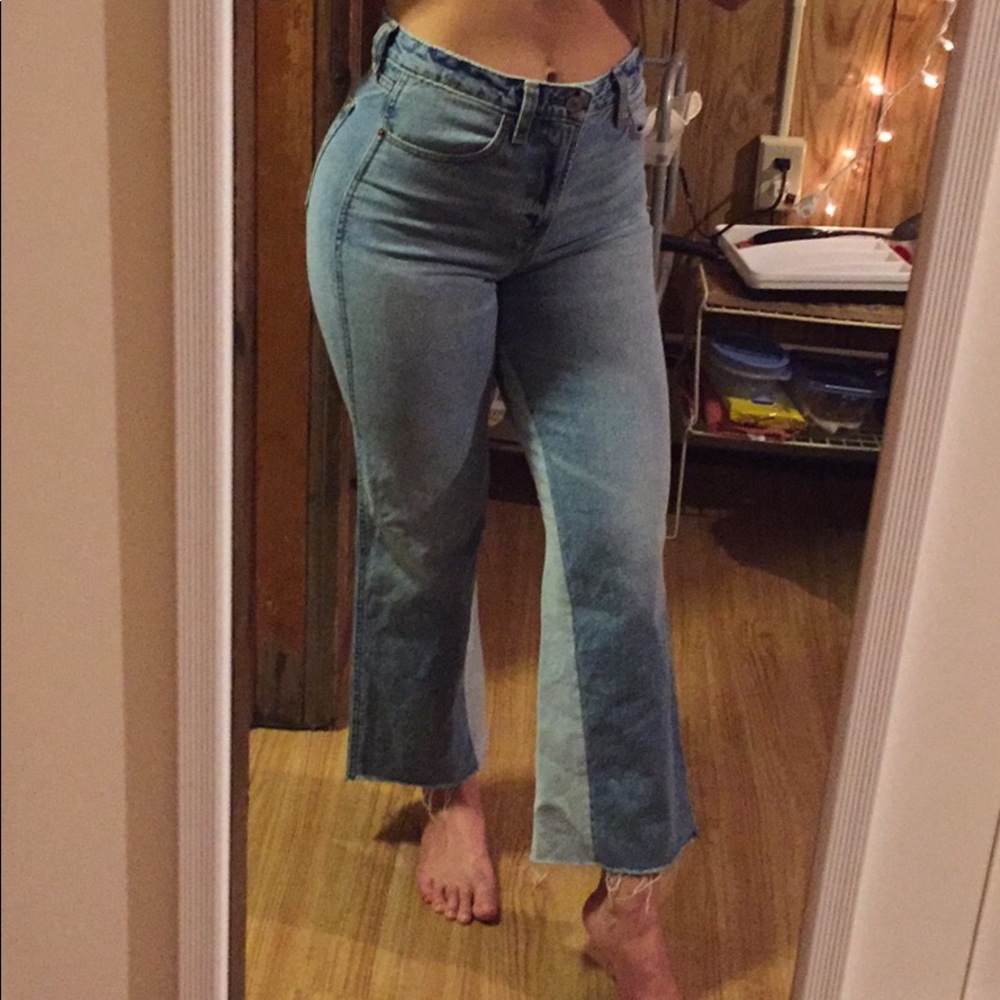2 tone High Rise Simone Wide Leg Jeans